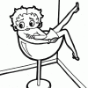 Betty Boop in martini glass coloring page