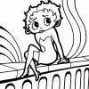 Betty Boop sitting on rail coloring page