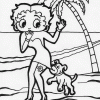 Betty Boop with puppy pulling skirt coloring page
