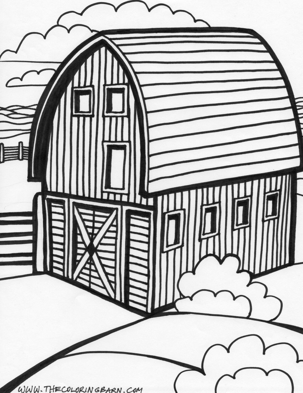 round barn coloring page