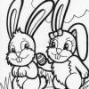 two easter bunny coloring page