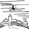 flying witch coloring page