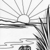 island sunrise coloring page