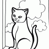 kittten in window coloring page