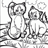 two kittens and clouds coloring page