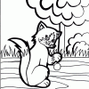 kittten outdoors coloring page