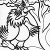 Jungle bird dancing coloring page