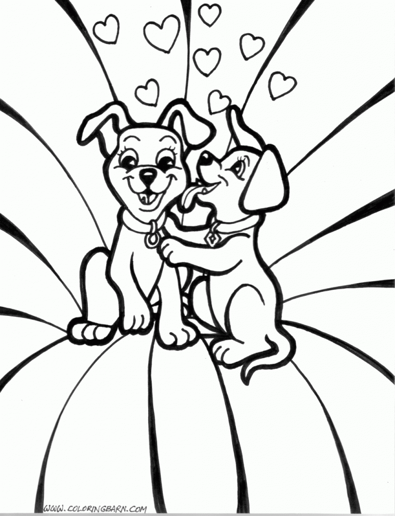 puppy kisses coloring page