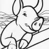 happy pig coloring page
