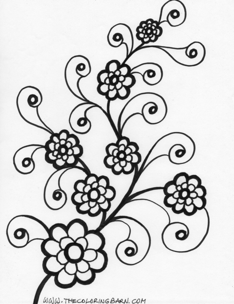 swirly flowers coloring page