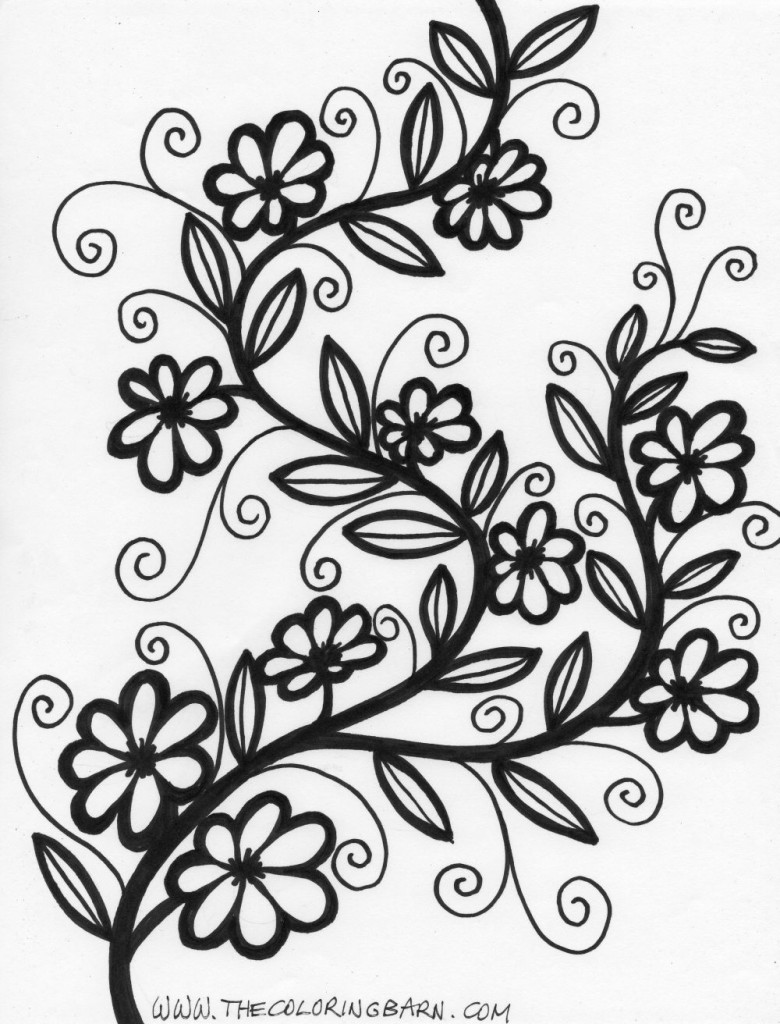 flower on vine coloring page