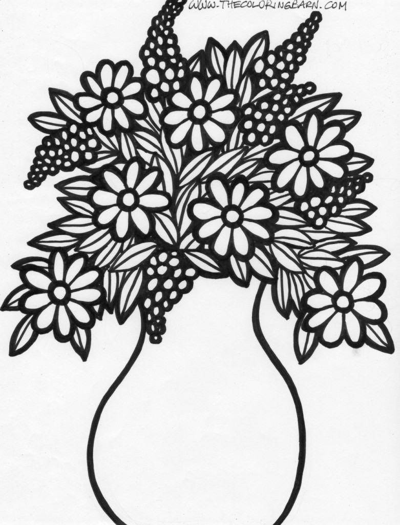 vase of flowers coloring page