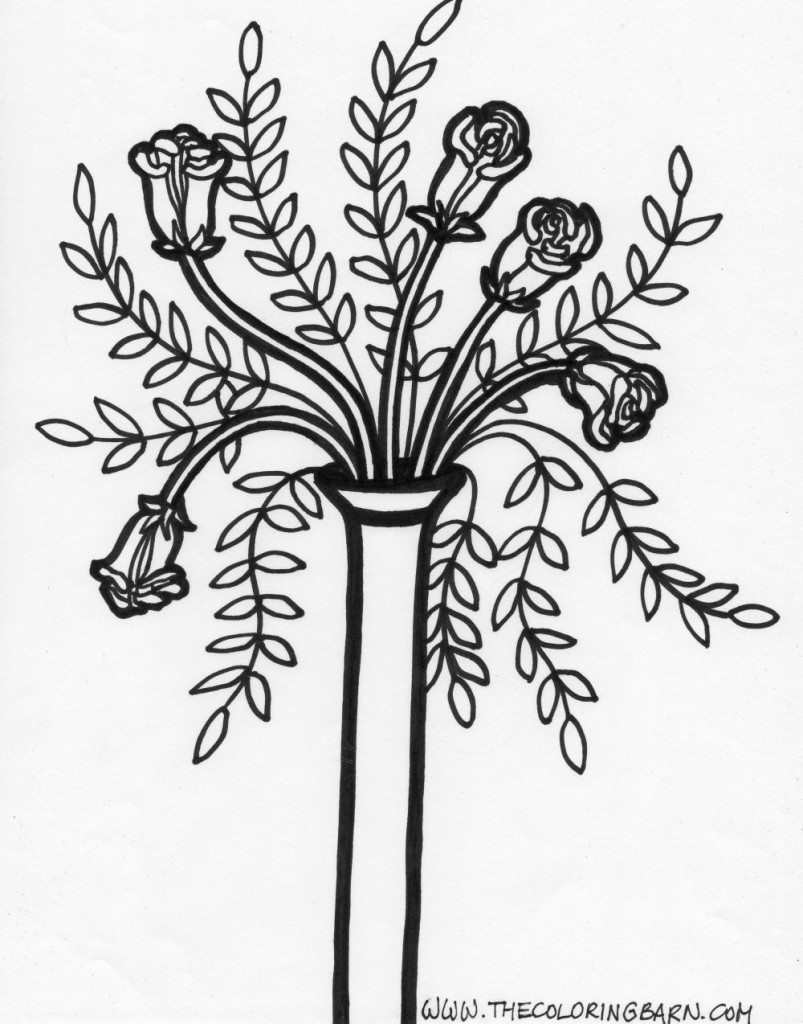 long stem roses coloring page