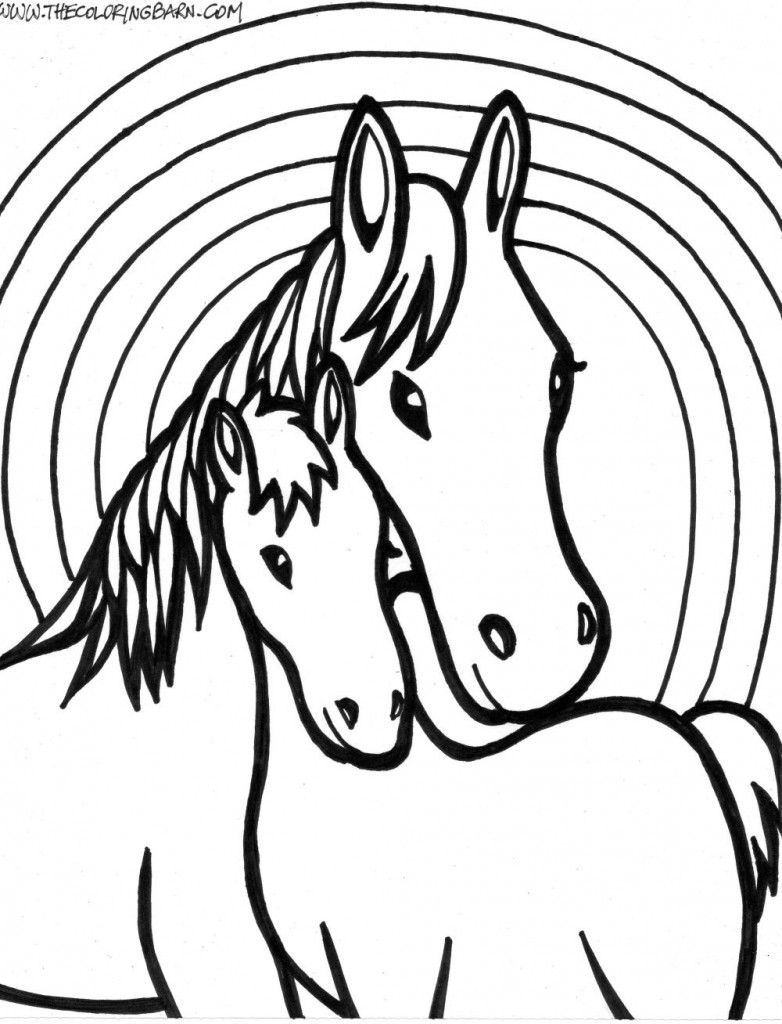 mother and baby horse coloring page