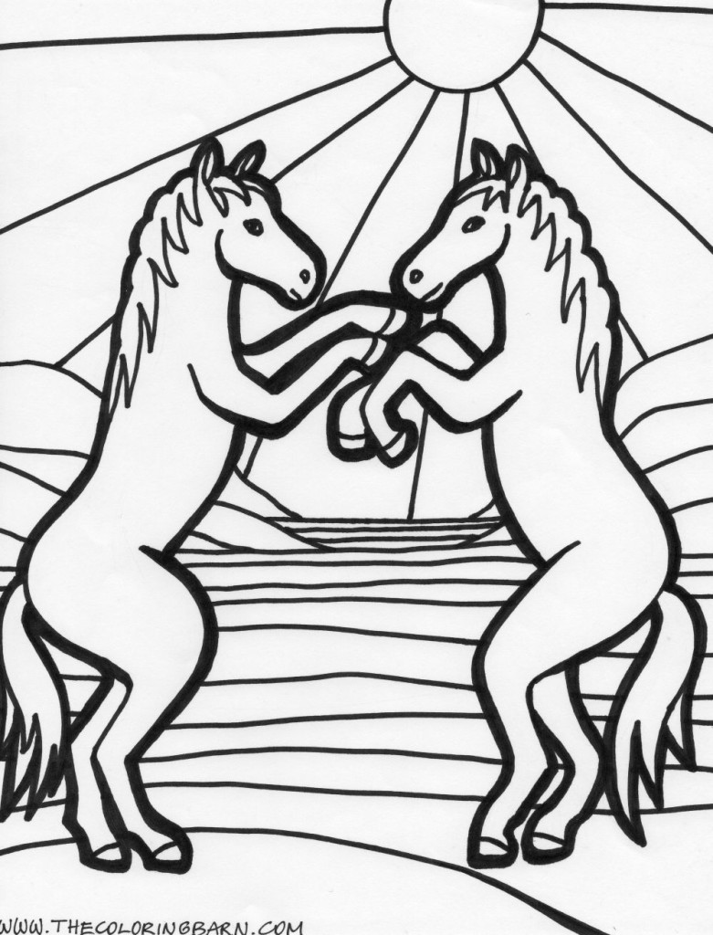 rearing up horses coloring page