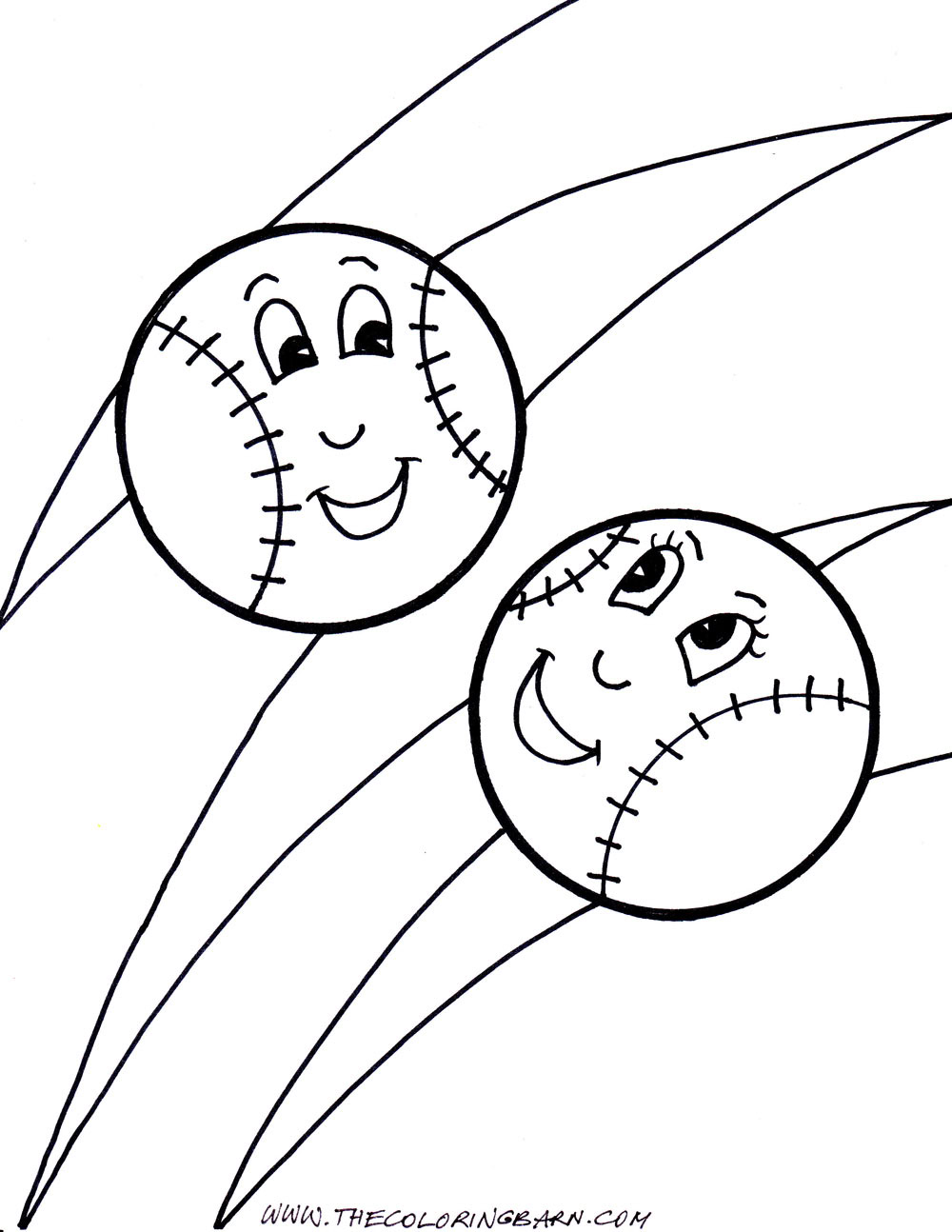 Baseballs Coloring Page - The Coloring Barn